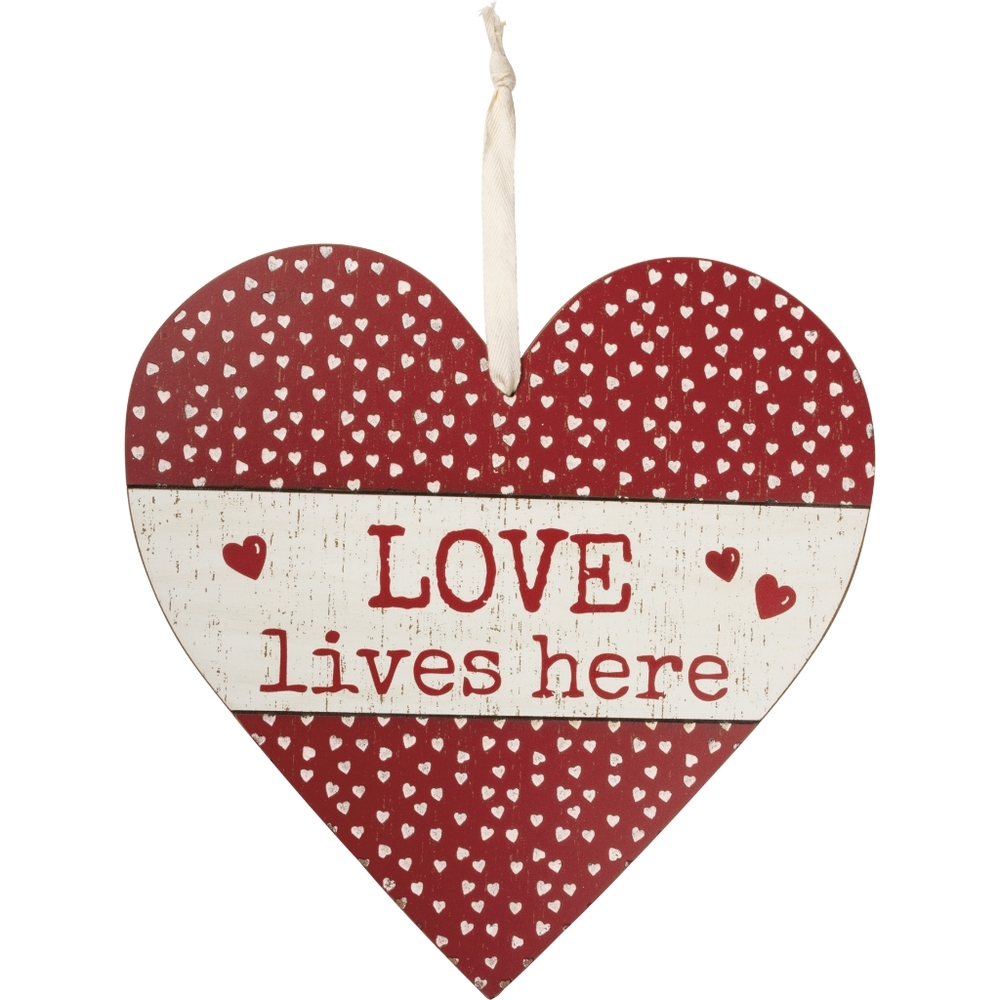 Love Lives Here Heart Valentines Day Home Door Wall Decor Art Wood - Picture 2 of 4